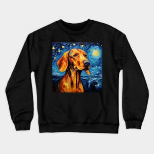 Redbone coonhound Painted in Starry Night style Crewneck Sweatshirt